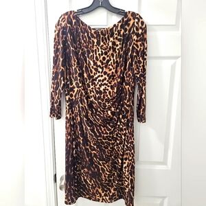 Lauren Ralph Lauren Animal Print 3/4 Length Sleeve Dress